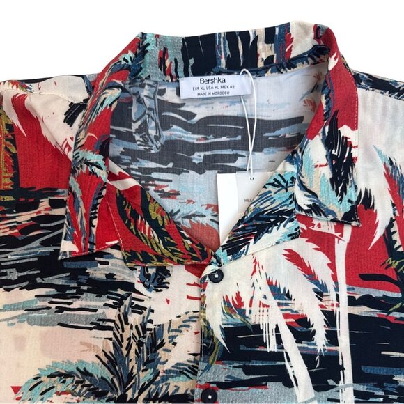 Bershka Men's Multicolor Tropical Hawaiian Shirt & Shorts Set Size XL - New - Picture 7 of 14